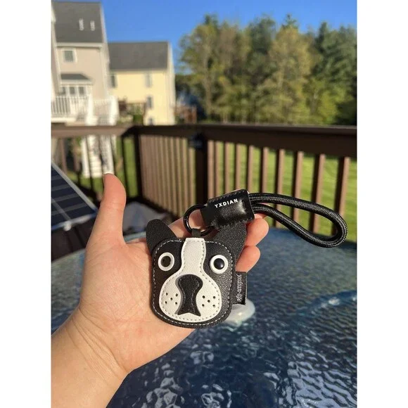 Cute Boston Terrier Puppy Dog Faux leather Keychain & Bag Charm NEW - Picture 6 of 8